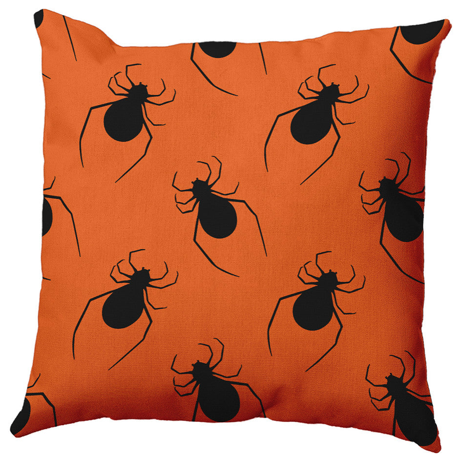 16"x16" Crawling Spiders Decorative Throw Pillow, Dusty Orange