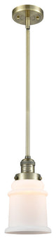 Canton 1-Light Mini Pendant, Antique Brass, Matte White