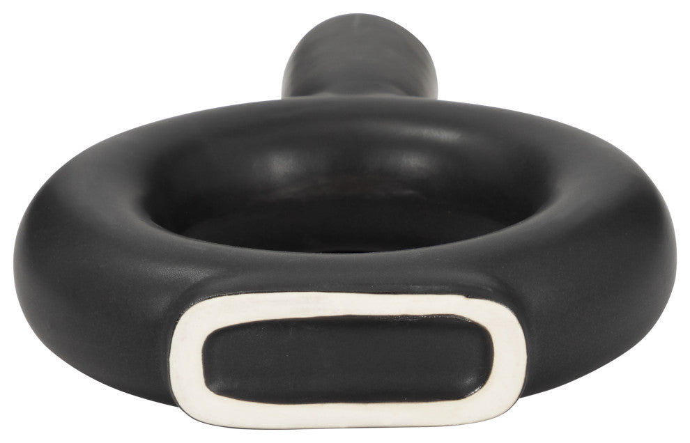 Ceramic 9" Round Cut-Out Vase, Black