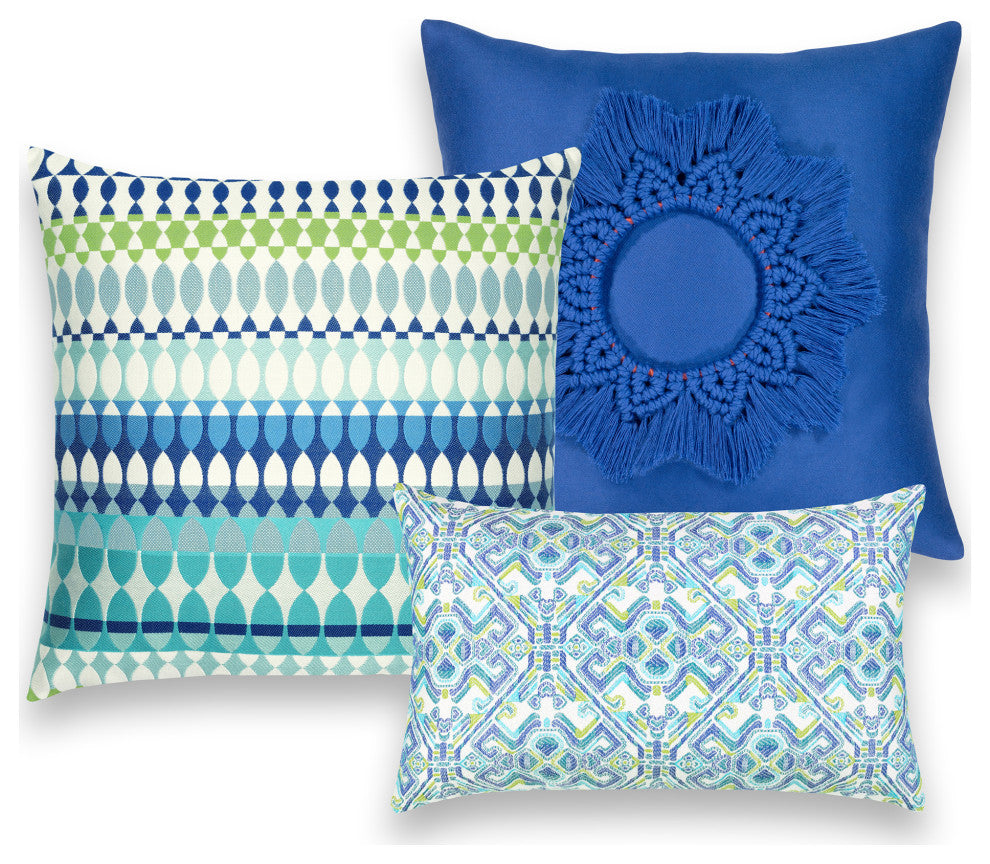 Modern Oval Ocean Lumbar Indoor/Outdoor Performance Pillow, 12"x20"