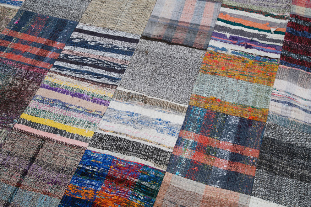 Rug N Carpet - Handmade Turkish 6' 11'' x 10' 0'' Unique Patchwork Kilim Rug