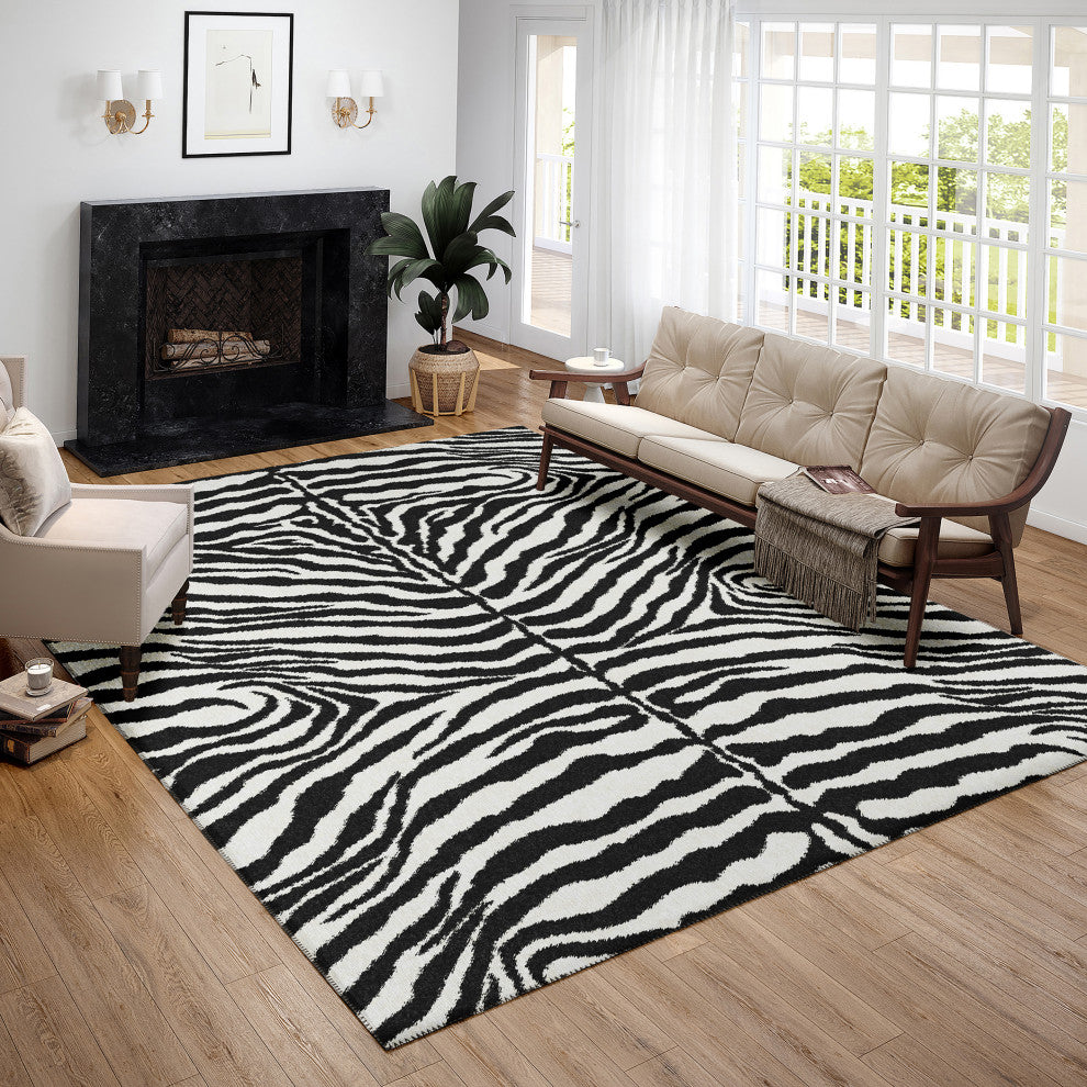 Indoor/Outdoor Mali ML1 Ivory Machine Washable 5' x 7'6" Rug