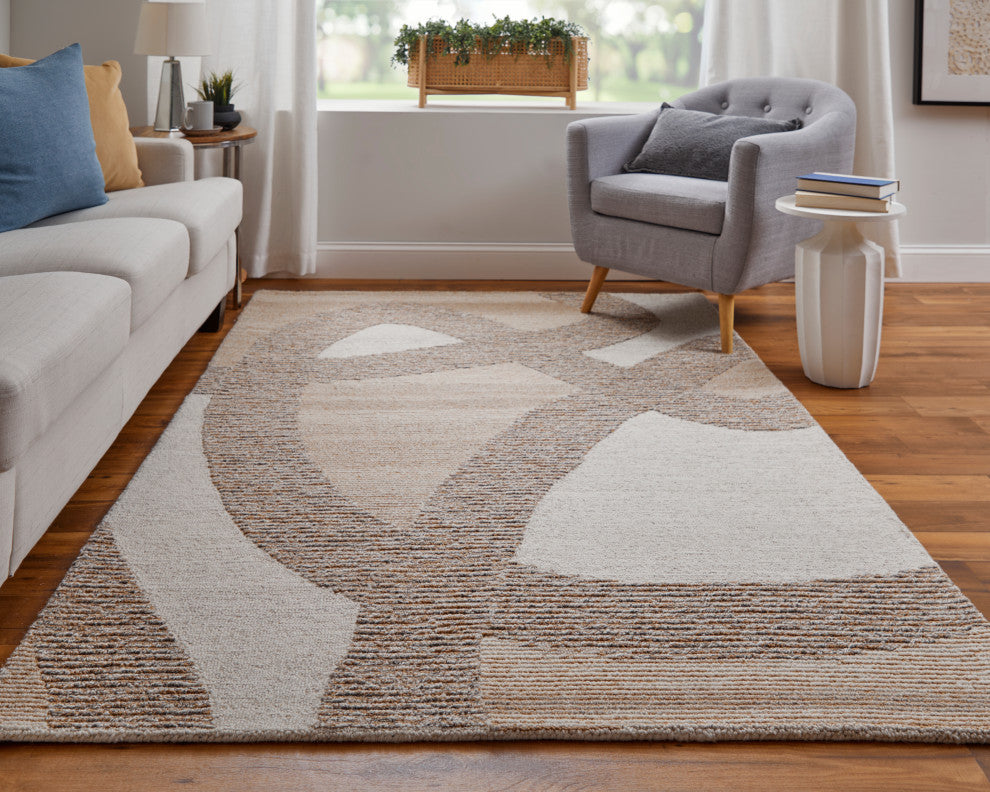 Middleton Modern Abstract, Brown/Tan/Ivory, 5'x8' Area Rug