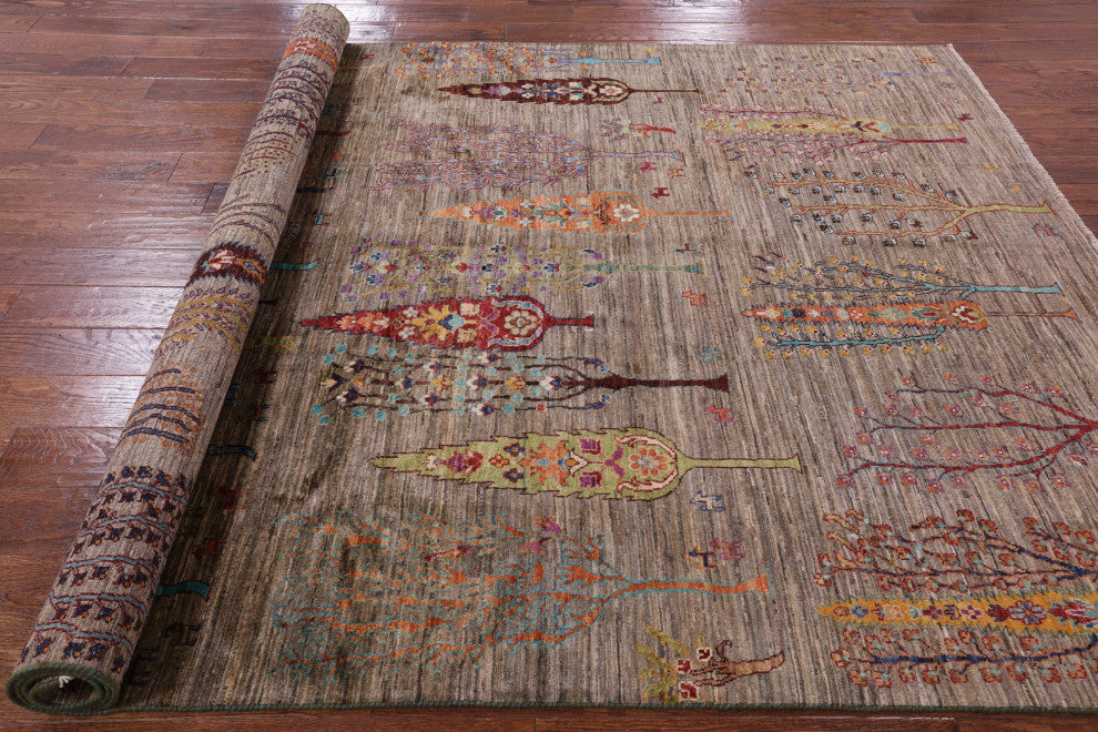 6' 7" X 9' 8" Tribal Persian Gabbeh Hand Knotted Rug Q5329