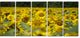 Bright Yellow Sunflowers Field, Floral Canvas Art Print, 60"x28", 5 Panels