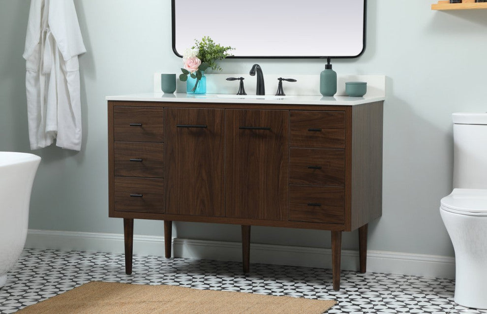 Home Living 22" Midcentury Modern Walnut-Light Bathroom Vanity