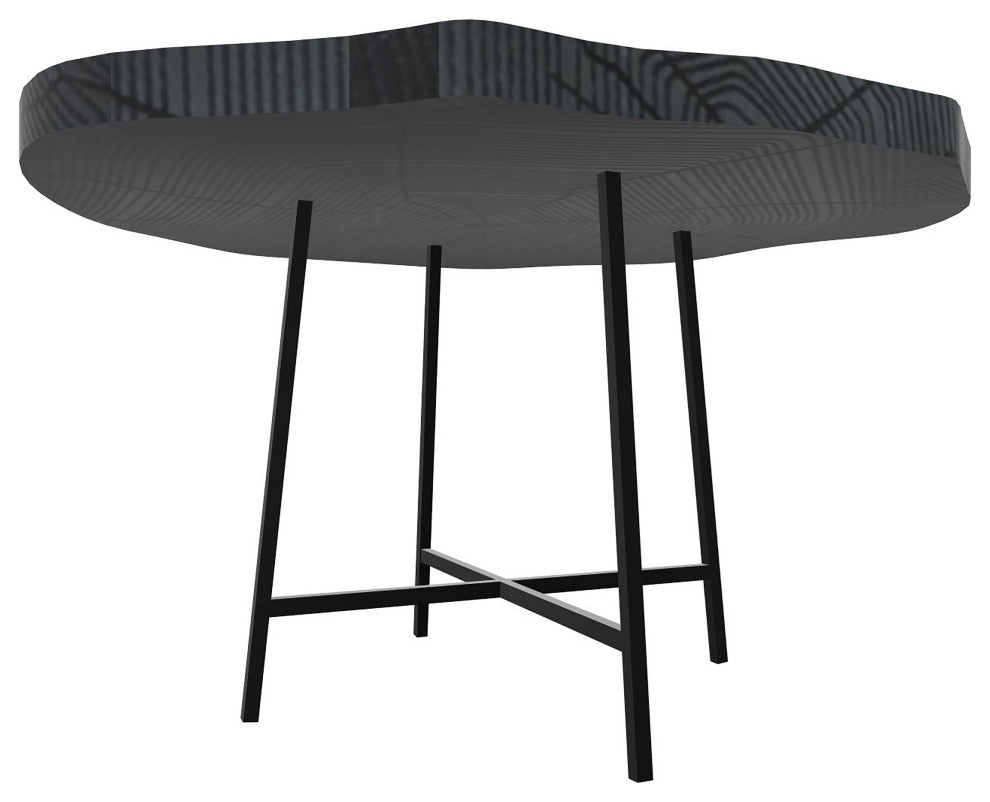 26" Modern Black Organic Shaped Wood And Metal End Table