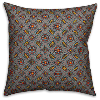Mandala Pattern, Red Outdoor Throw Pillow, 16"x16"