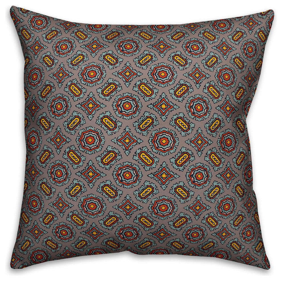 Mandala Pattern, Red Outdoor Throw Pillow, 16"x16"