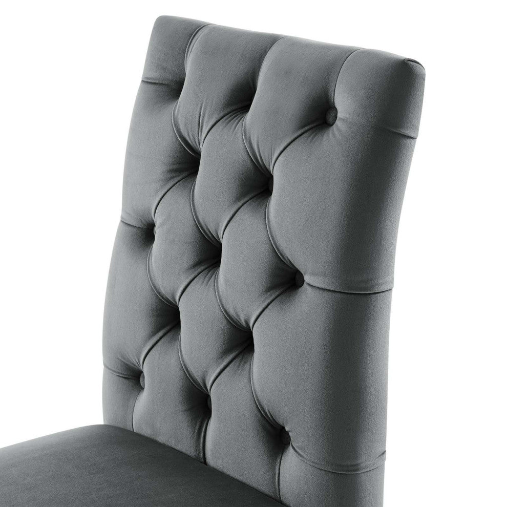 Side Dining Chair, Set of 2, Gray, Velvet, Modern, Cafe Bistro Hospitality