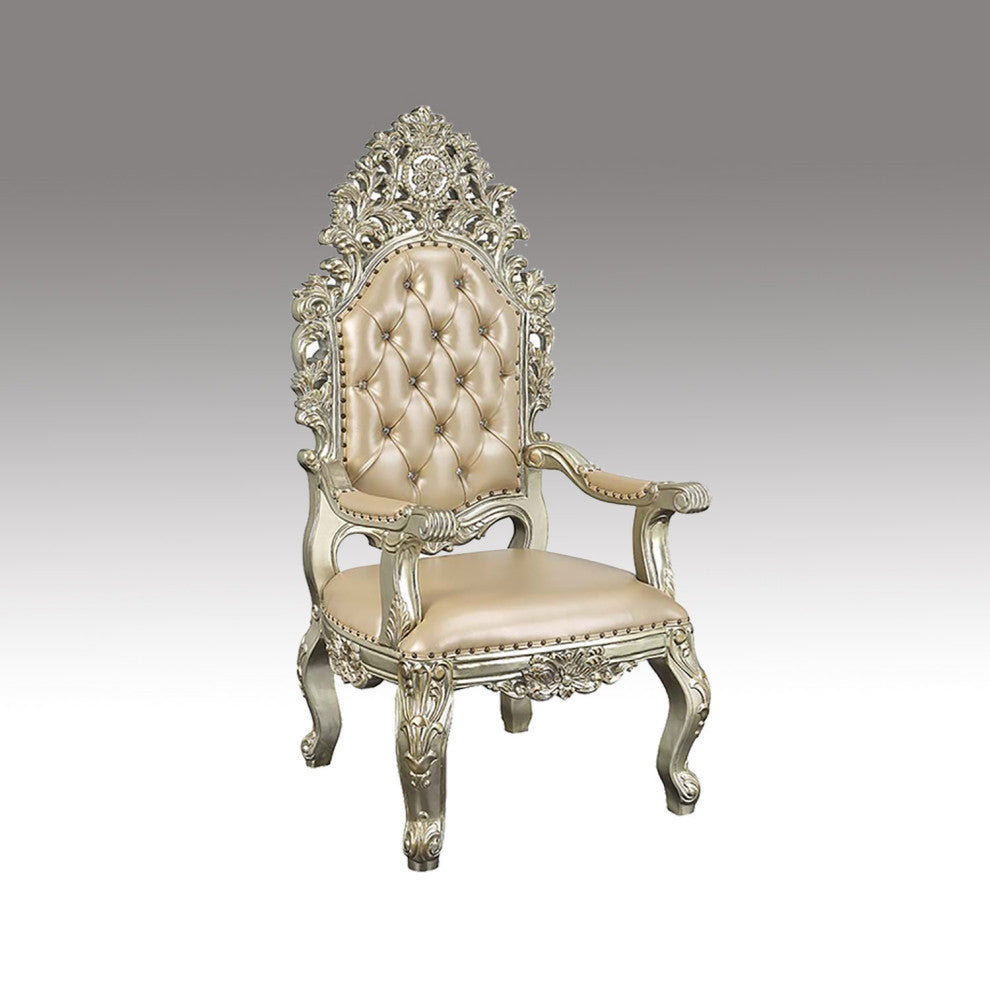 Set of 2 Arm Chair, Antique Gold Finish
