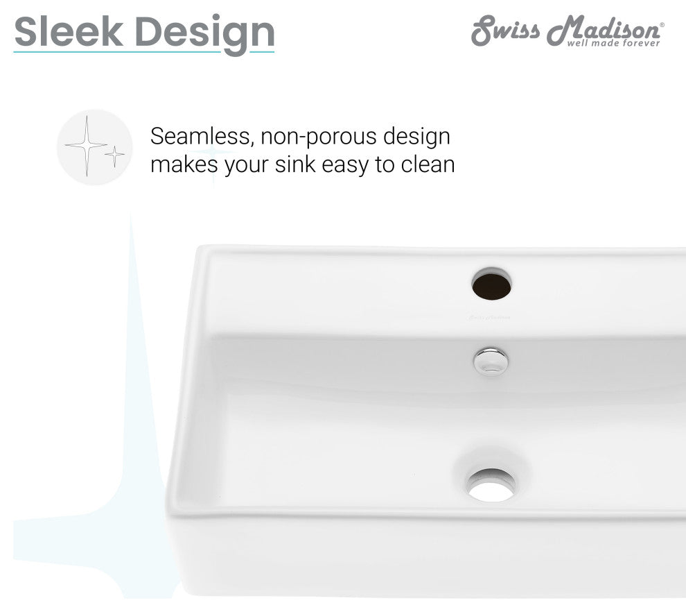 Claire Ceramic Wall Hung Sink, Glossy White