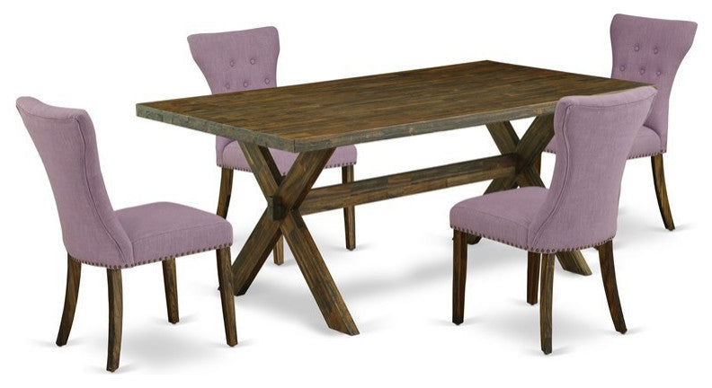 5-Piece Dinette Set, 4 Chairs and Table With Jacobean Table Top, Jacobean