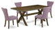 5-Piece Dinette Set, 4 Chairs and Table With Jacobean Table Top, Jacobean