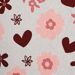 Flowery Love Valentines Chenille Rug, Gray, 5'x7'