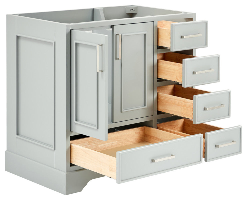Ariel Stafford 36" Single Left Offset Sink Bathroom Vanity Base, Gray