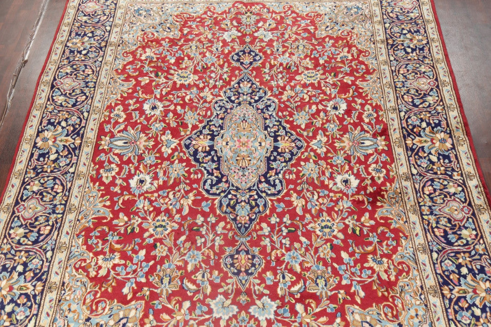 Kerman Oriental Hand-Knotted Traditional Persian Area Rug, Red, 13'7"x9'7