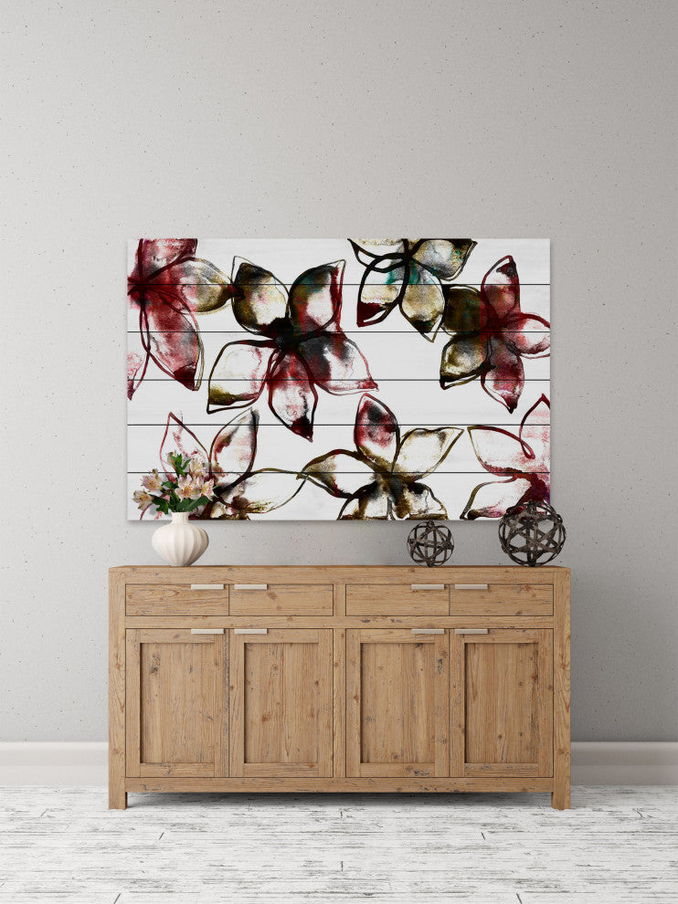 "A Floral Pattern" Print on White Wood, 36"x24"