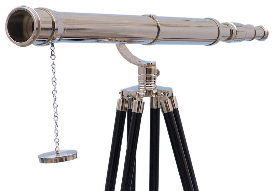 Floor Standing- Chrome Galileo Telescope 65''- Nautical Decor- Chrome Telescope