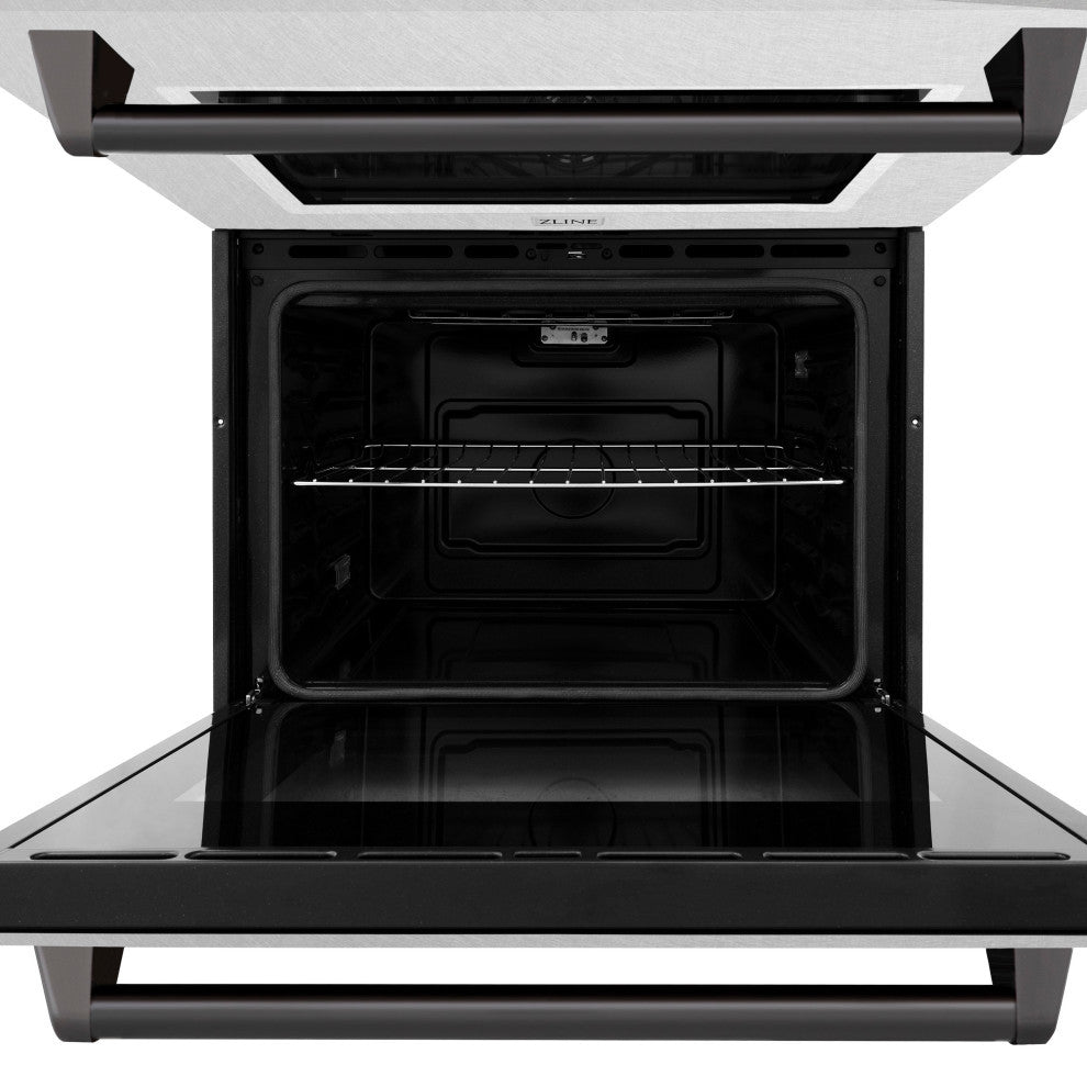 ZLINE DuraSnow Stainless Steel Double Wall Oven With Matte Black, AWDSZ-30-MB
