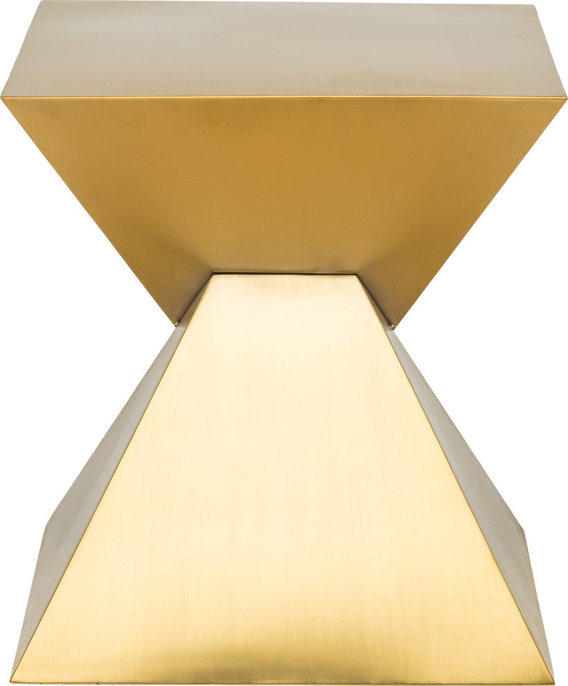 Giza Side Table, Brushed Gold Stainless Steel End Table, Modern Accent Table
