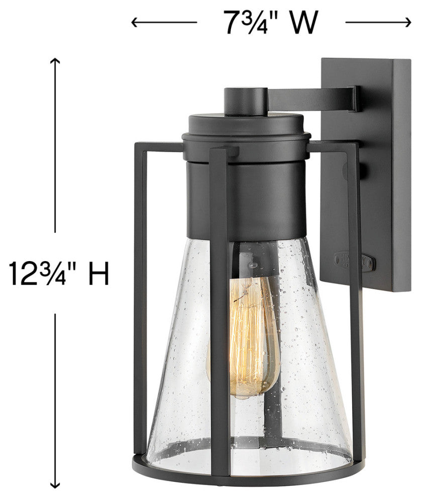 Hinkley Refinery Medium Wall Mount Lantern, Black