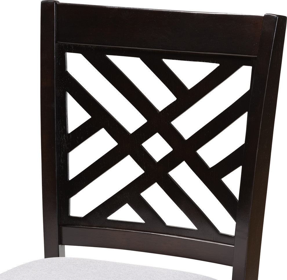 Antonia Gray Fabric Espresso Brown Finish Counter Height Pub Chairs, Set of 2