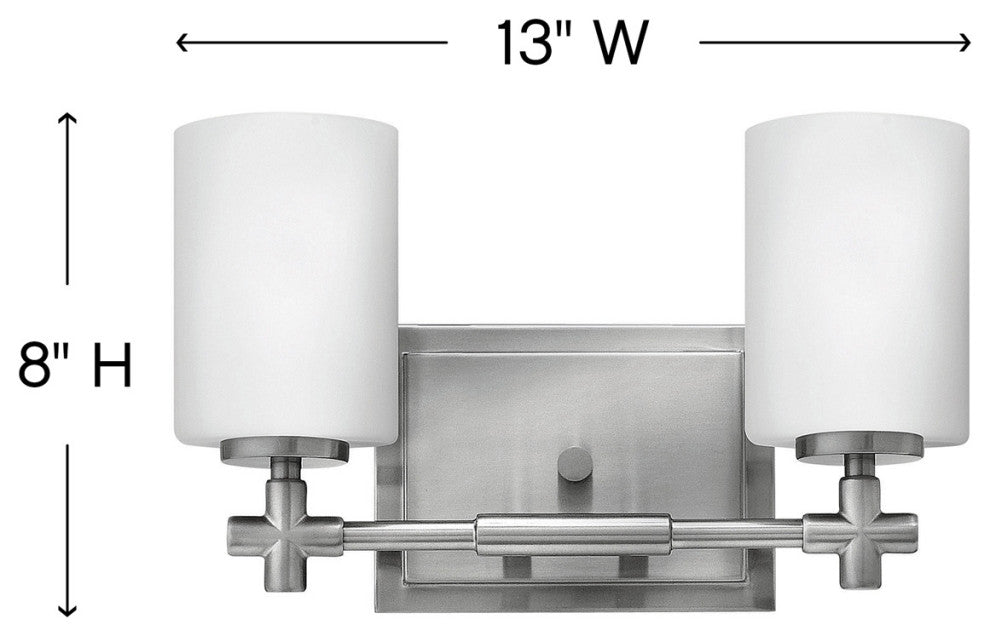 Hinkley Laurel Small Two Light Vanity, Brushed Nickel
