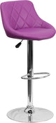 Estella Lily Low-Back Purple Vinyl Swivel Bucket Adjustable Barstool