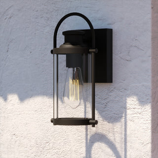 Winfield 1 Light Dusk to Dawn Matte Black Wall Lantern, 5.75"wx11.5"hx5.5"d