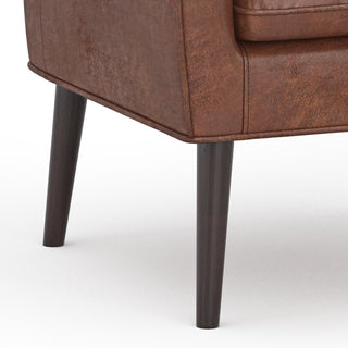 Robson Accent Chair, Faux Leather, Distressed Saddle Brown