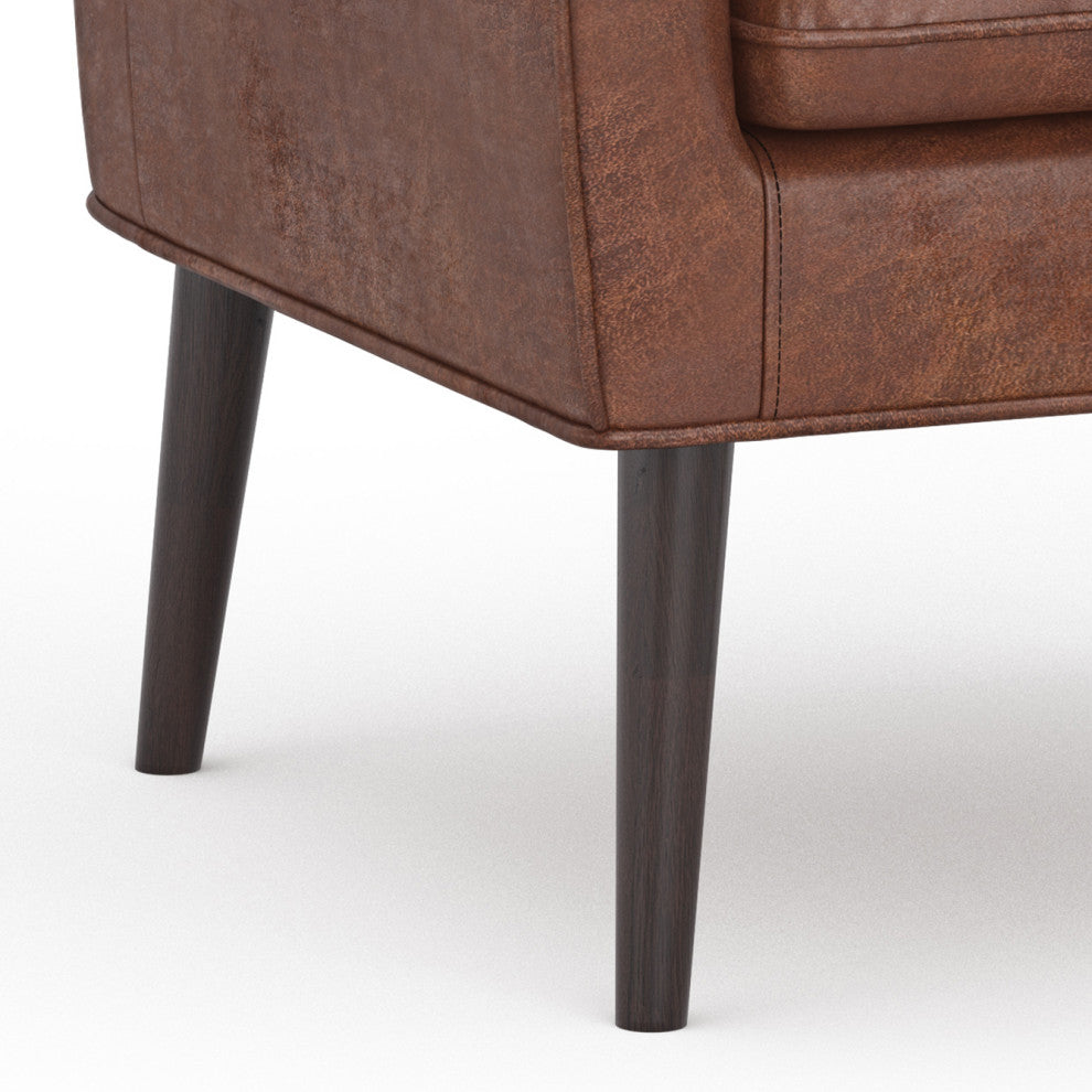 Robson Accent Chair, Faux Leather, Distressed Saddle Brown