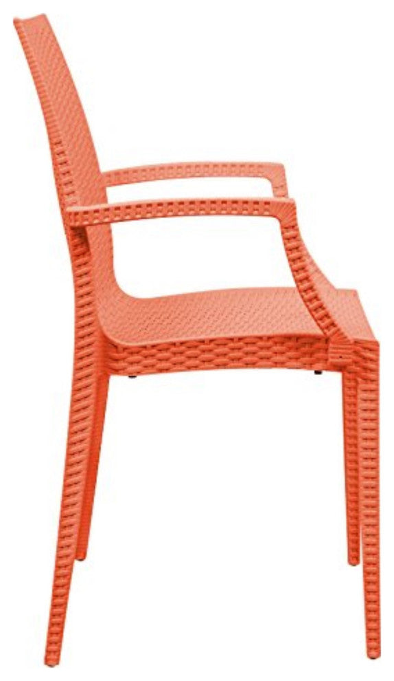 LeisureMod Weave Mace Indoor/Outdoor Chair With Arms, Set of 2