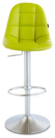 Rochelle Bar Stool Leatherette Seat Adjustable Height Trumpet Base, Green