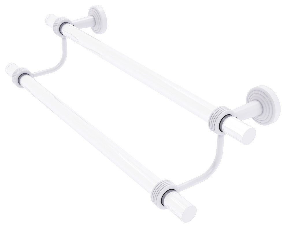 Pacific Beach 30" Double Towel Bar with Groovy Accents, Matte White