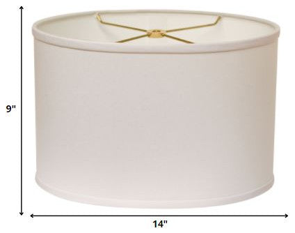 14" White Throwback Oval No Slub Lampshade