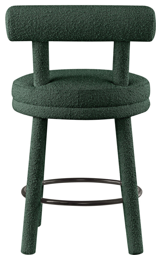 Parlor Black Boucle Fabric Stool, Set of 2, Green