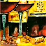 4x4" Dark Wine Set With Cork Art Tile Ceramic Drink Holder Coaster