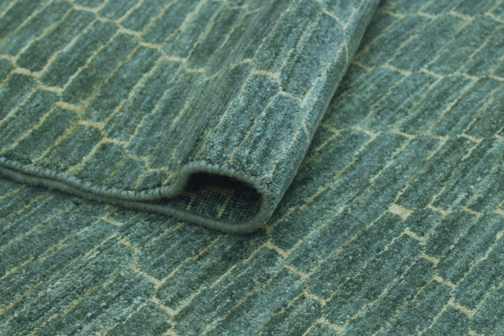 Fine Chobi Birsen Grey-Green/Ivory Rug, 9'11 x 13'3