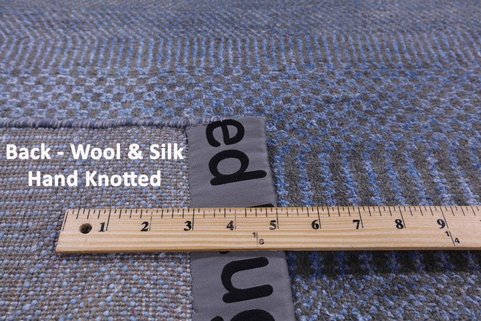 6' 1" X 9' 3" Savannah Grass Handmade Wool and Silk Rug Q11419