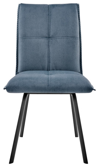 Rylee Dining Room Accent Chair in Blue Fabric and Black Finish - Set of 2