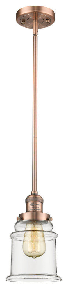 Canton 1-Light Dimmable LED Pendant, Antique Copper, Glass: Clear