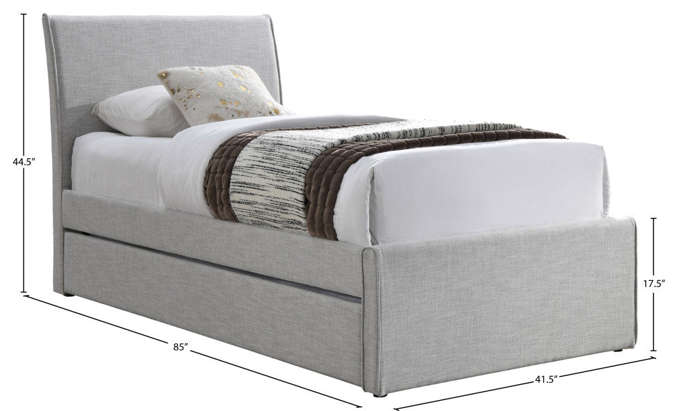 Myles Upholstered Trundle Bed, Gray, Twin, Linen Textured Fabric
