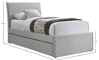 Myles Upholstered Trundle Bed, Gray, Twin, Linen Textured Fabric