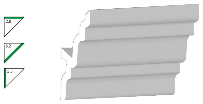 Creative Crown | 56'  5.5" Style 3 Vaulted Foam Crown Molding W/ Precut Corners
