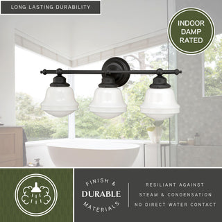 Huntley 3L Vanity Milk Glass Oil Rubbed Bronze