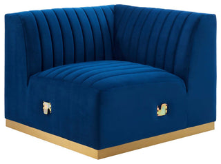 Conjure Channel Tufted Performance Velvet 5-Piece Sectional, Gold Navy