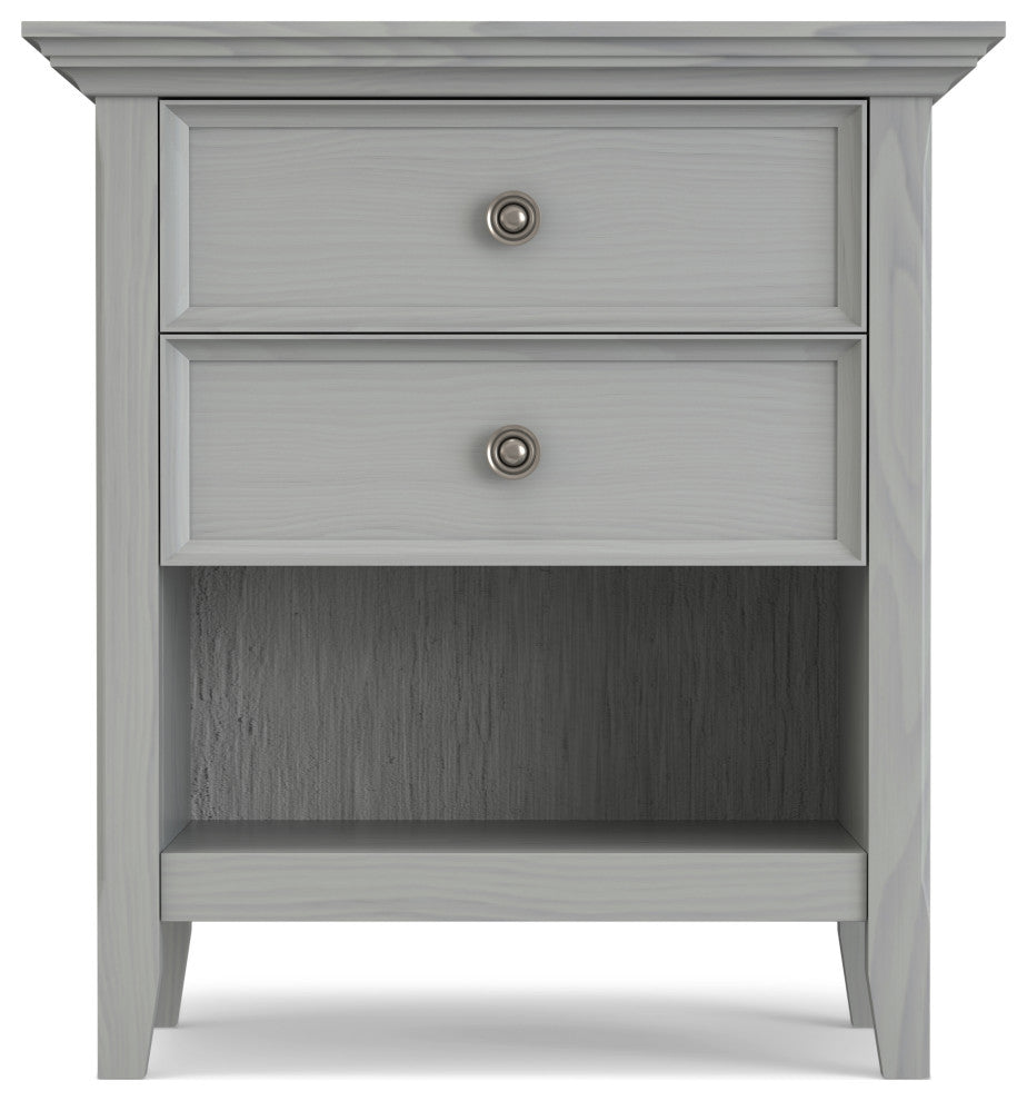 Amherst Solid Wood Bedside Table, Fog Grey
