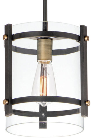 Maxim 2649 Capitol 10"W Mini Pendant - Black / Antique Brass