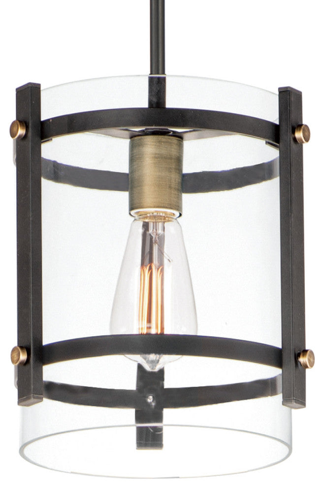 Maxim 2649 Capitol 10"W Mini Pendant - Black / Antique Brass